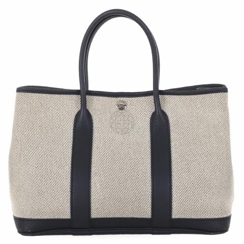 Sell Hermes Canvas Garden Party 30 Bag Black White HuntStreet